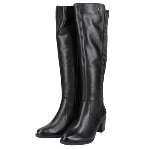 Cizme dama negru casual piele naturala lungi cu toc Rieker Y2050-00-Negru