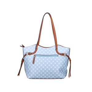 Geanta dama albastru casual piele ecologica de mana shopper cu accesorii metalice Rieker H1052-10-Albastru