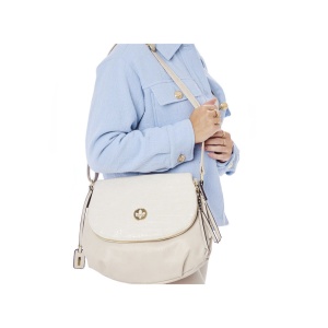 Geanta dama bej casual piele ecologica crossbody si de umar cu bareta reglabila Rieker H1117-80-Bej