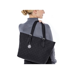 Geanta dama negru casual piele ecologica shopper de mana cu accesorii metalice Rieker H1491-00-Negru