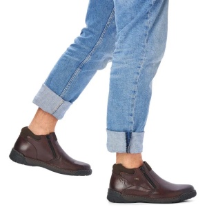 Ghete barbati maro casual piele naturala impermeabile imblanite cu talpa joasa Rieker B0392-25-Maro