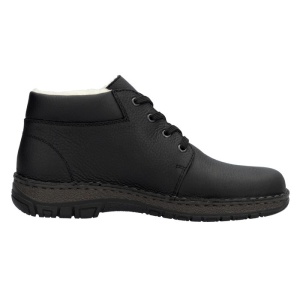 Ghete barbati negru casual piele naturala impermeabile imblanite cu talpa joasa Rieker 05108-00-Negru