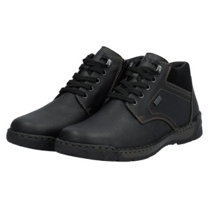 Ghete barbati negru casual piele naturala impermeabile imblanite cu talpa joasa Rieker B0309-00-Negru