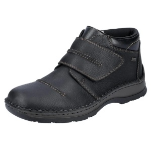 Ghete barbati negru casual piele naturala impermeabile imblanite cu talpa joasa Rieker 05367-00-Negru