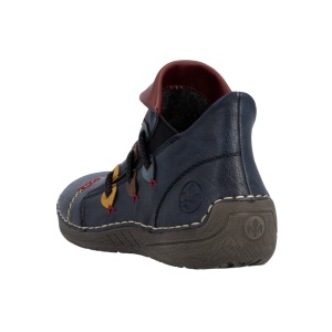 Ghete dama albastru casual piele ecologica cu talpa joasa Rieker 72581-14-Albastru