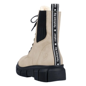 Ghete dama bej casual piele ecologica imblanite cu talpa joasa Rieker X3414-60-Bej