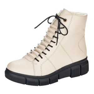 Ghete dama bej casual piele ecologica imblanite cu talpa joasa Rieker X3428-60-Bej