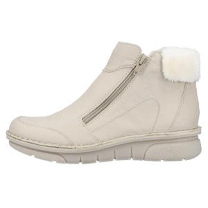 Ghete dama, bej, casual, piele ecologica, imblanite, cu talpa joasa, Rieker 73352-60-Bej