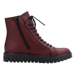 Ghete dama bordo casual piele ecologica imblanite cu talpa joasa Rieker Y3420-36-Bordo