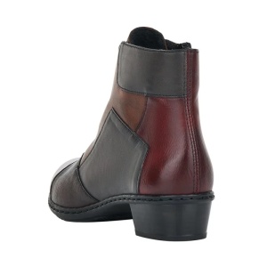 Ghete dama bordo casual piele naturala cu toc Rieker Y0764-35-Bordo