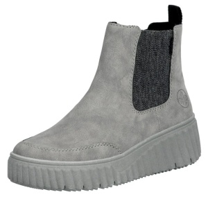 Ghete dama gri casual piele ecologica cu talpa groasa Rieker N2553-40-Gri