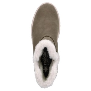 Ghete dama maro casual piele ecologica imblanite cu talpa groasa Rieker N2560-24-Maro