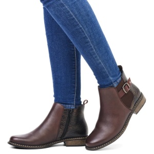 Ghete dama maro casual piele naturala cu toc Rieker Z4965-25-Maro
