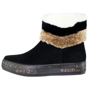 Ghete dama, negru, casual, piele intoarsa, cu blana decorativa, cu talpa joasa, Epica JZ8945-R37-2-01-I-Negru
