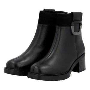 Ghete dama negru casual piele naturala imblanite cu toc Rieker Y5253-00-Negru