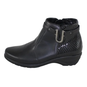 Ghete dama negru casual piele naturala lacuita cu talpa joasa Waldlaufer 305805-203-001-Haga-Negru