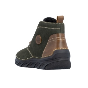 Ghete dama verde casual piele naturala imblanite cu talpa joasa Rieker 55036-54-Verde