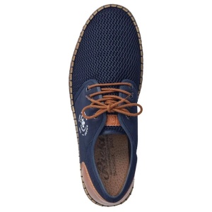 Pantofi barbati albastru inchis casual piele ecologica cu talpa joasa Rieker B5249-14-Albastru-Inchis