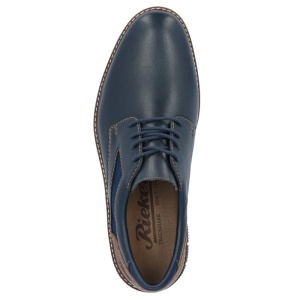 Pantofi barbati albastru inchis casual piele naturala cu talpa joasa Rieker 14416-14-Albastru-Inchis