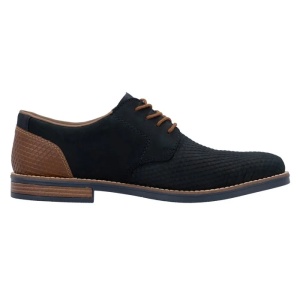 Pantofi barbati albastru inchis casual piele naturala cu toc Rieker 13509-14-Albastru-Inchis