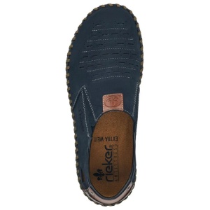 Pantofi barbati albastru inchis casual piele naturala perforati cu talpa joasa Rieker B2457-14-Albastru-Inchis