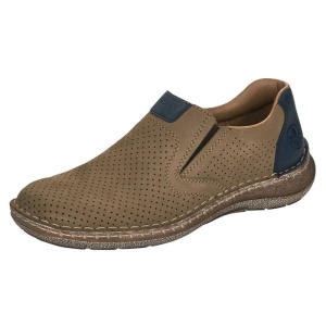 Pantofi barbati bej casual piele naturala perforati cu talpa joasa Rieker 03076-64-Bej