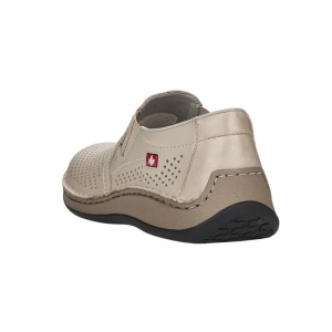 Pantofi barbati bej casual piele naturala perforati cu talpa joasa Rieker 05297-60-Bej
