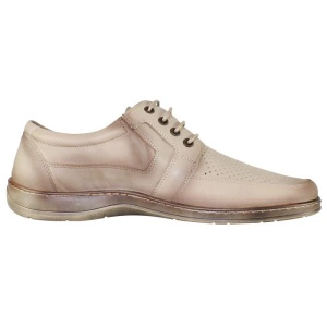 Pantofi barbati bej casual piele naturala perforati cu talpa joasa Nicolis 200489-Bej