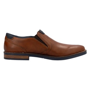 Pantofi barbati maro casual piele naturala cu toc Rieker 13557-24-Maro