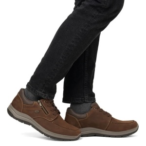 Pantofi barbati maro casual piele naturala impermeabili cu talpa joasa Rieker 03601-22-Maro