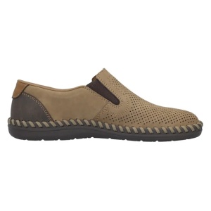 Pantofi barbati maro casual piele naturala perforati cu talpa joasa Rieker B2460-25-Maro