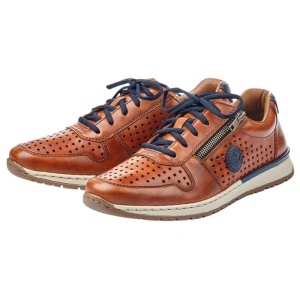 Pantofi barbati maro casual piele naturala perforati cu talpa joasa Rieker B5115-24-Maro