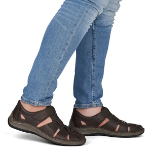 Pantofi barbati maro casual piele naturala perforati cu talpa joasa Rieker 05281-25-Maro