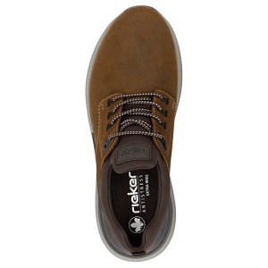 Pantofi barbati maro casual piele naturala si textil cu talpa groasa Rieker 06050-22-Maro