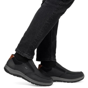 Pantofi barbati negru casual piele naturala impermeabili cu talpa joasa Rieker 03651-00-Negru