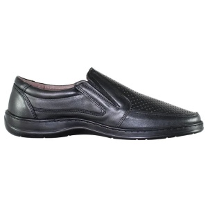 Pantofi barbati negru casual piele naturala perforati cu talpa joasa Nicolis 200589-Negru