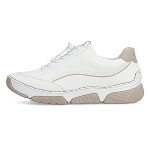 Pantofi dama, alb, casual, piele ecologica, cu talpa joasa, Rieker 45969-80-Alb