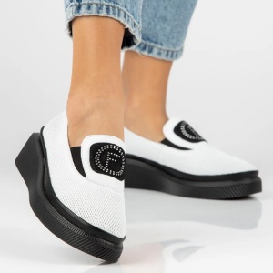 Pantofi dama alb casual piele naturala cu platforma Filippo DP4572-23-WH-Alb