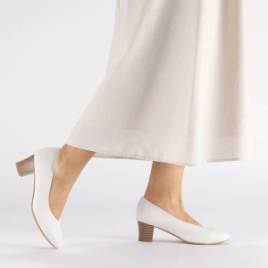 Pantofi dama alb casual piele naturala cu toc Rieker 44650-80-Alb