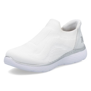 Pantofi dama alb sport textil cu talpa joasa Rieker M5072-80-Alb