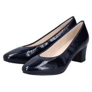 Pantofi dama albastru elegant piele ecologica lacuita cu toc Rieker 44650-14-Albastru