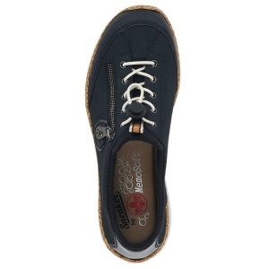 Pantofi dama albastru inchis casual piele ecologica cu talpa joasa Rieker N4263-14-Albastru-Inchis