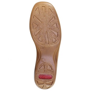 Pantofi dama albastru inchis casual piele naturala perforati cu talpa joasa Rieker 41369-14-Albastru-Inchis