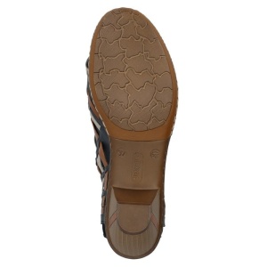 Pantofi dama albastru inchis casual piele naturala perforati cu toc Rieker 46778-14-Albastru-Inchis