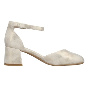 Pantofi dama auriu eleganti piele ecologica cu toc Rieker 44762-91-Auriu