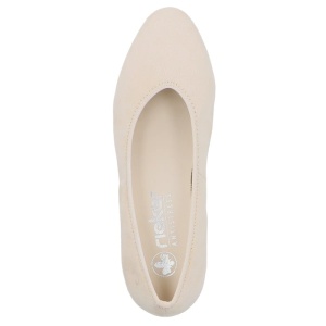 Pantofi dama bej casual textil cu toc Rieker 44650-60-Bej