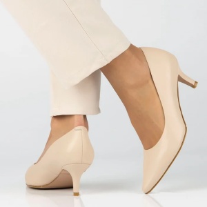 Pantofi dama bej eleganti piele naturala cu toc Filippo DP4426-23-BE-Bej