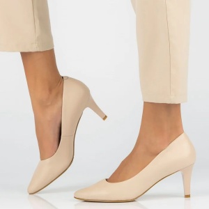 Pantofi dama bej eleganti piele naturala cu toc Filippo DP4427-23-BE-Bej