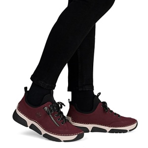 Pantofi dama bordo casual piele ecologica cu talpa joasa Rieker 45973-36-Bordo