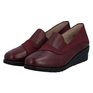 Pantofi dama bordo casual piele naturala cu platforma Rieker L5356-35-Bordo